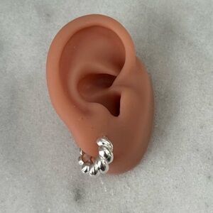 Silver Chunky Crescent Braided Hoop Earrings 

Brand New